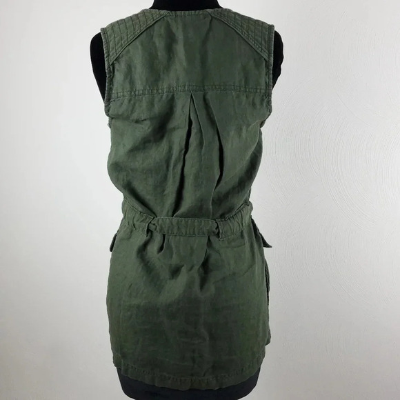 Athleta Wanderabout 100% linen olive green utility tunic vest xs zip-up top xs - Picture 3 of 14
